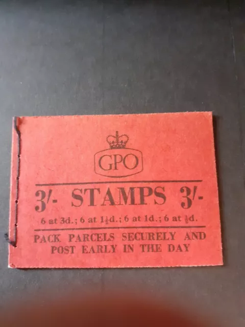 GB 1958 JANUARY 3/- Red Stitched Booklet. (M1) COMPLETE. Cat £28