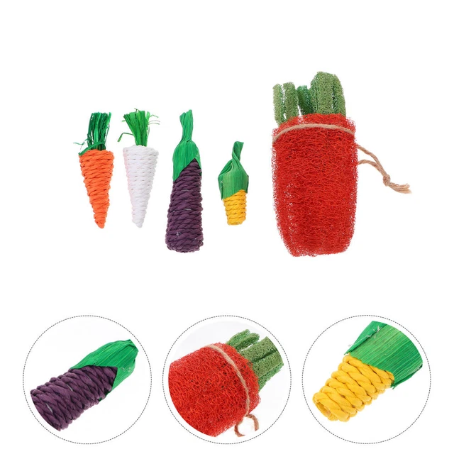 5Pcs Karotte Spielen Spielzeug Handwoven Kauen Spielzeug