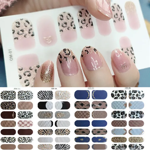 Pegatinas de arte de uñas de leopardo elegantes láminas de uñas autoadhesivas ㄨ