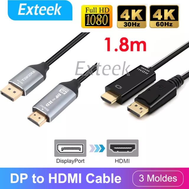 4K@60Hz 4K@30Hz 1080P DisplayPort Display Port DP Male to HDMI Male Cable 4K HD