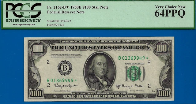 1950E $100 Federal Reserve Note PCGS 64PPQ rare wanted New York star Fr 2162-B*