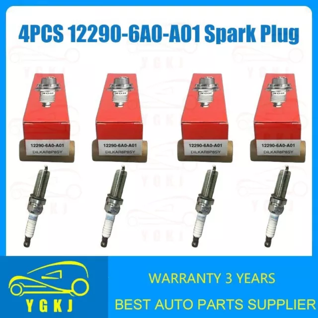 4Pcs OEM 12290-6A0-A01 DILKAR8P8SY Spark Plug Fits For Honda Civic CR-V Accord