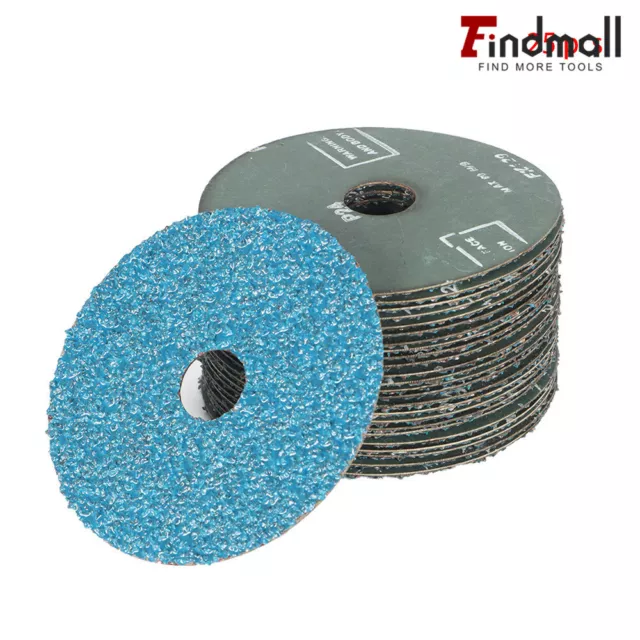 Findmall 25Pcs 4.5" x 7/8" 24 Grit Zirconia Resin Fiber Sanding & Grinding Discs