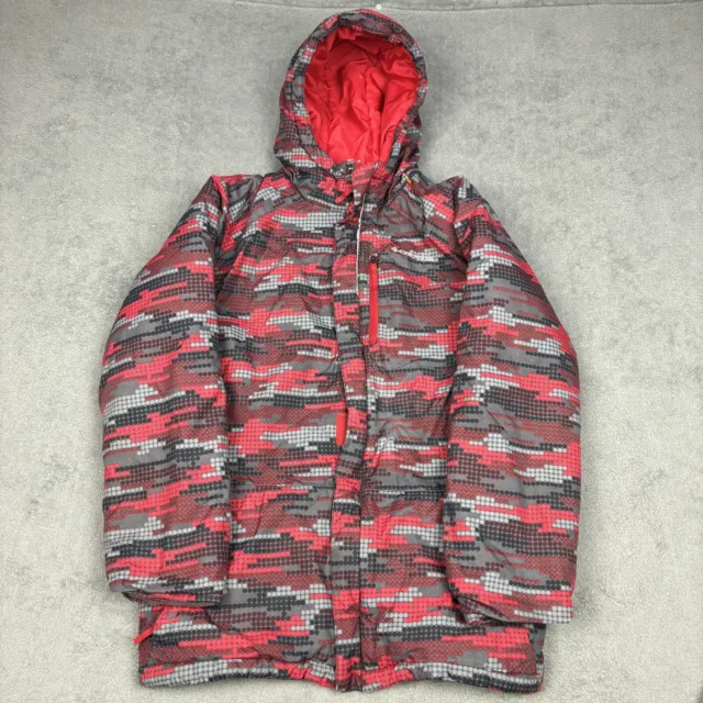 Columbia Jacket Boys Large Red Winter Long Sleeve Hooded Full Zip Coat Youth