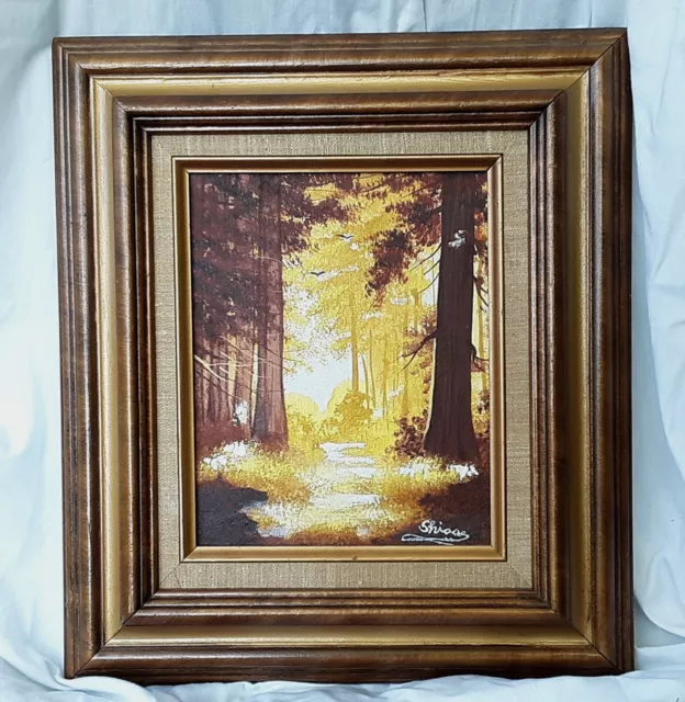 Vintage Mid Century MCM Frame for 8" x 10" Picture Ornate Gold Linen Carved Wood