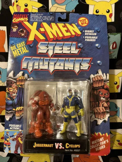 X-Men Steel Mutants Juggernaut vs Cyclops Die Cast Figures Sealed on Card 1994