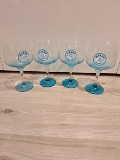 4 Malfy Gin Ballon Gläser Blau - 4er Set Stielglas Ballonglas Gin & Tonic Glas