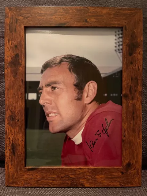 QUALITY WOOD FRAMED & HAND SIGNED Ian St. John - Liverpool FC Legend Photo & COA