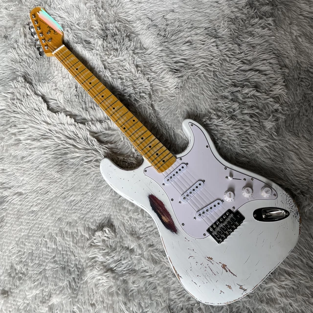 Relic ST Electric Guitar White Pickguard SSS Pickup Tremolo Bridge Solid Body