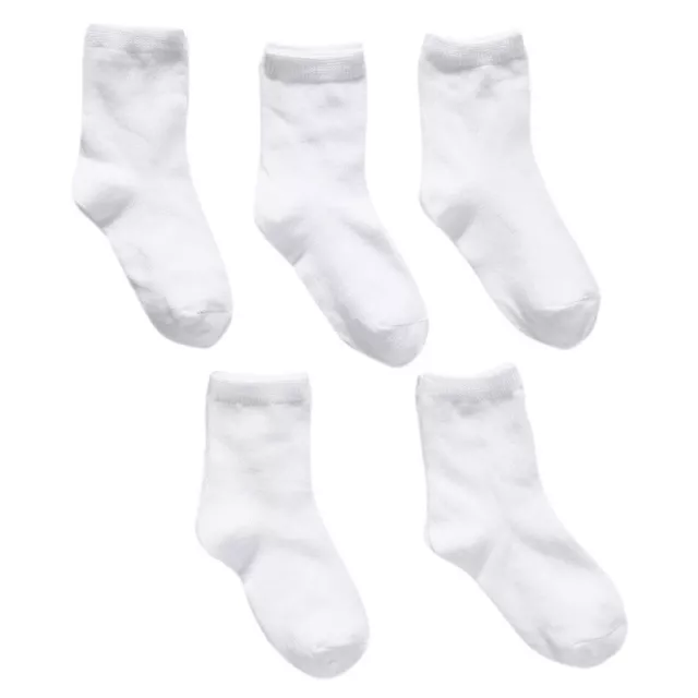 5 PAIRS KIDS White Low Cut Socks Half Cushion Sport Ankle Athletic ...