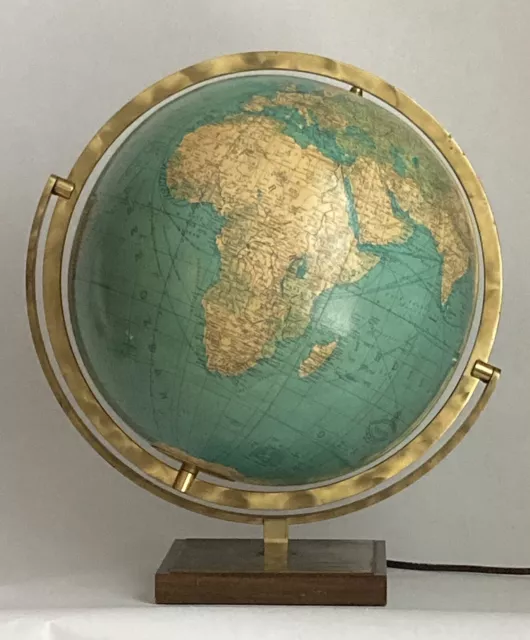 Vintage German Globe Glass Light Up Columbus DUO Erdglobus by Paul Oestergaard