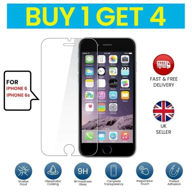 Tempered Glass 100% Genuine - Screen Protector for New Apple iPhones 6 6s 7 8