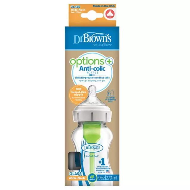 Dr. Brown's Options+ Glass Feeding Bottle Wide Neck - 270mL