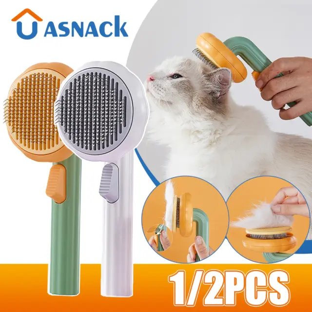 Self-Cleaning Pet Brush & Comb for Dogs & Cats, Grooming Tool for Hair Removal &