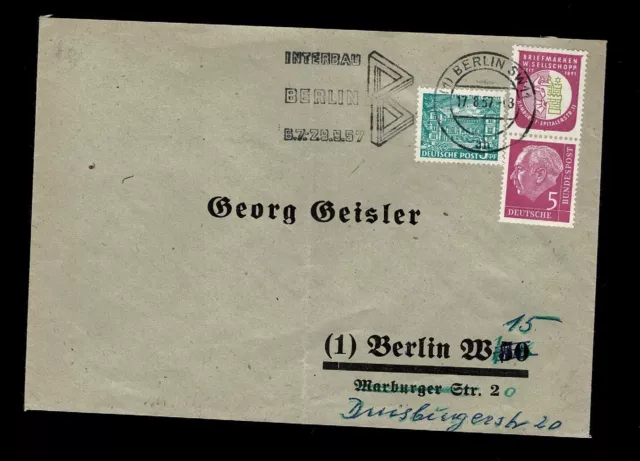 Bund Mischfrankatur Mi.Nr. S44 Heuss Zusammendruck R/5 auf Berliner Ortsbrief