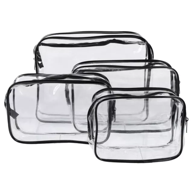 4 Pcs PVC Sac Transparent Femme Pochette De Maquillage Transparente Trousse