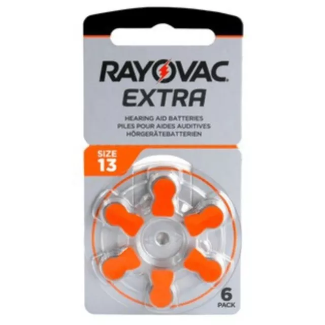 Rayovac Extra Advanced 13, Orange, Hearing Aid Batteries. Free P&P. 6 Pack