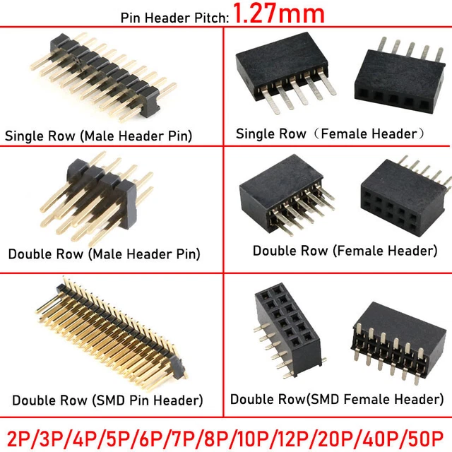 100-Pack 2.54mm 2x40 Pin Male Straight Double Row Pin Header Strip Connector