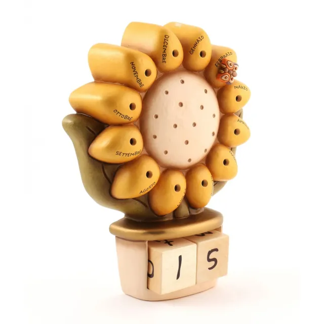 THUN - Calendario perpetuo da tavolo in ceramica con fiore Linea COUNTRY