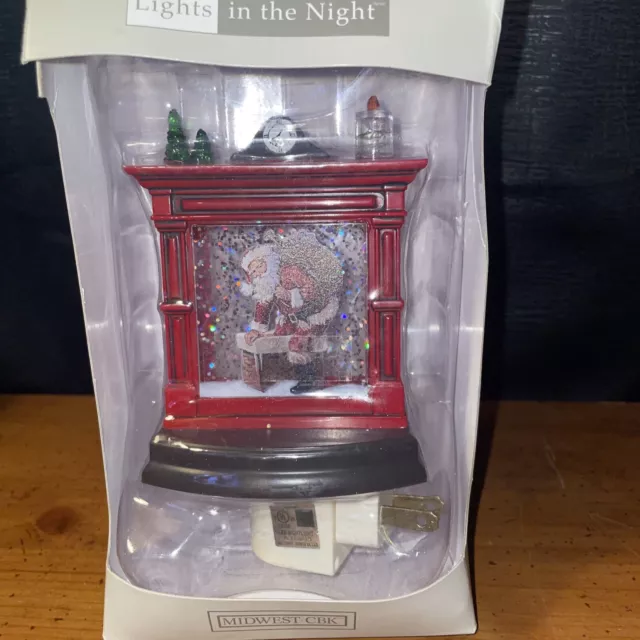 Midwest Seasons Lights In The Night Plug In Christmas Santa Chimney Mantel