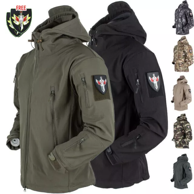 Mens Tactical Coat Combat Waterproof Jacket Winter Warm Hooded Outdoor Jacket