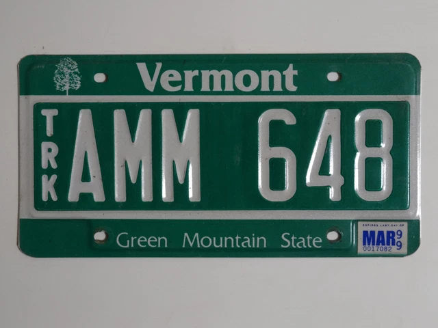 Vermont TRK AMM 648 License Plate / American Number Plate