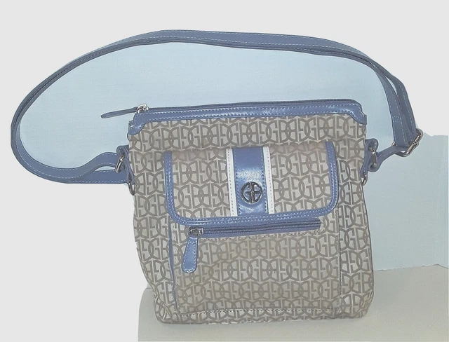 Giani Bernini Crossbody purse/handbag Beige/blue trim Adj.Strap