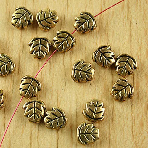 50pcs 7mm Dark Gold-tone  2sided Oblate Leaf Spacer Beads H1834