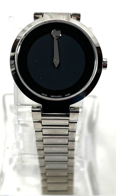 MOVADO Womens Modern Classic Black Museum Dial Stainless Quartz Watch 0607101