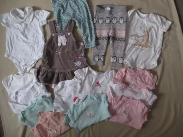 Baby Girls Clothing Bundle Age 3 /6 Months Bodysuits Leggings Dress etc