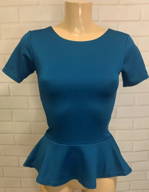 Stunning Womens Peplum Top, Fitted Figure Hugging Stretchy Size 8 -20