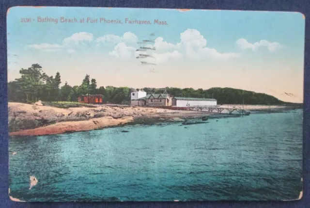 1910s Fairhaven Massachusetts Fort Phoenix Bathing Beach Postcard