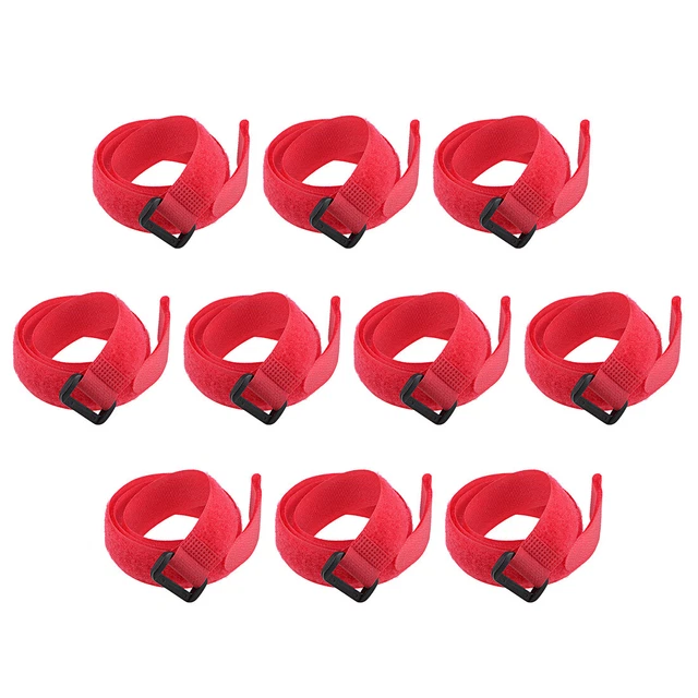 10Pcs Crochet Boucle 3/4 x 28 Pouces Sangles Fixation Réutilisable Câble Rouge