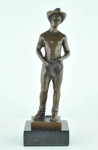Estatua Cowboy Sexy Art Deco Estilo Art Nouveau Estilo Bronce sólido Firmado