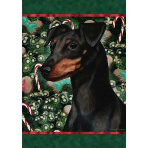 Christmas Holiday Garden Flag - Unc. Black and Tan Miniature Pinscher 140841