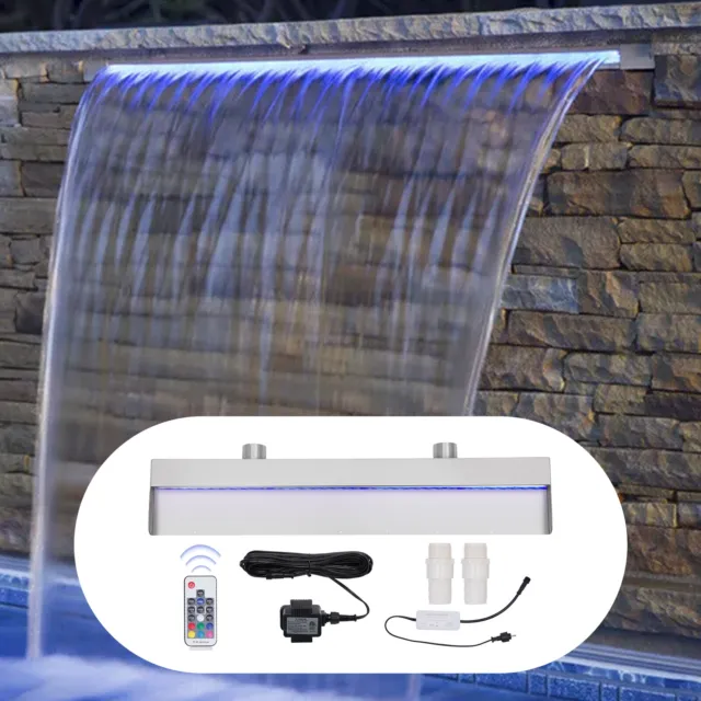 24'' Corded Electric Waterfall Spillway w/ LED Light Strip & 8m powerline&Remote