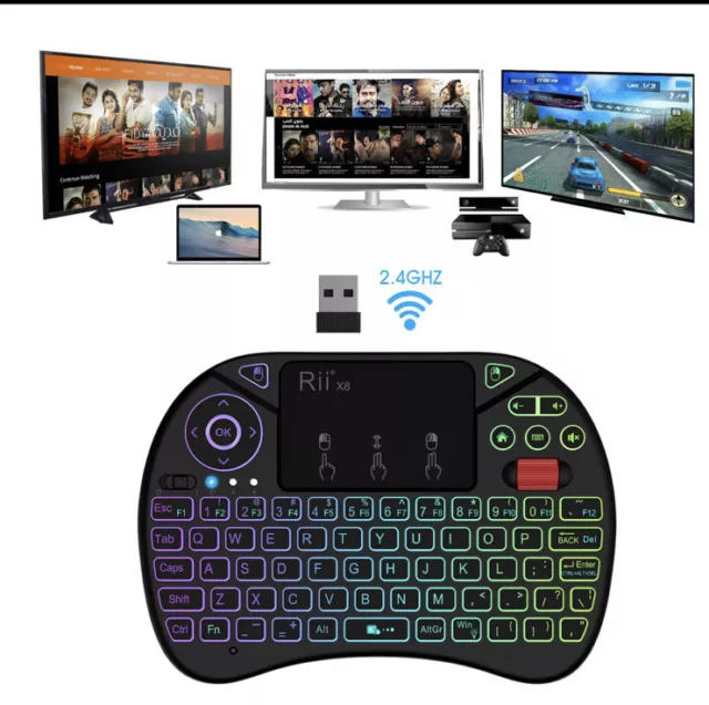Rii X8 Portable 2.4GHz Mini Wireless Keyboard Controller with Touchpad Mouse Com