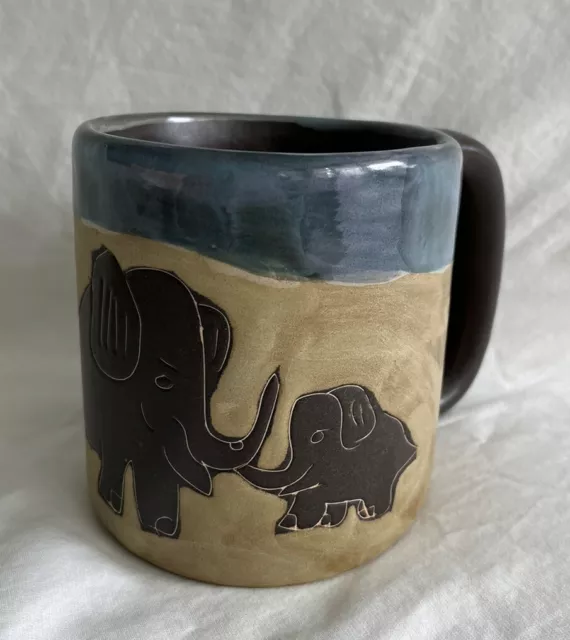 Design by MARA signed MEXICO Art Pottery Elephant Large Stoneware Mug great cond