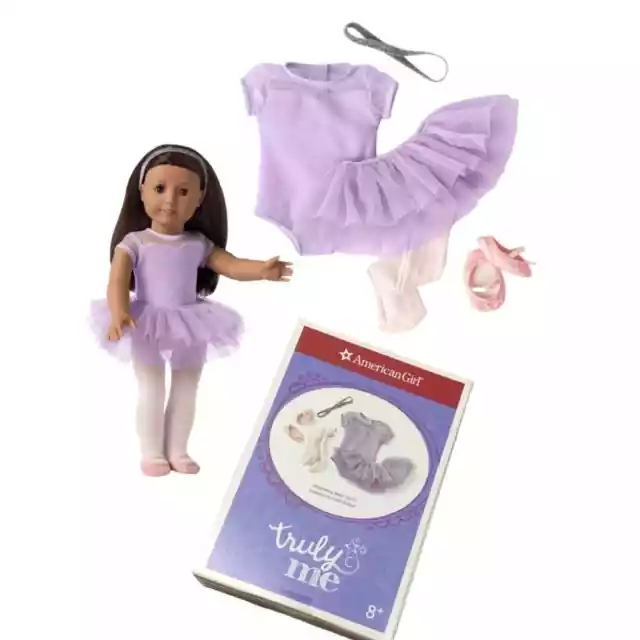 American Girl Doll SHIMMERING BALLET OUTFIT Purple Glitter Tutu Tights Leotard +