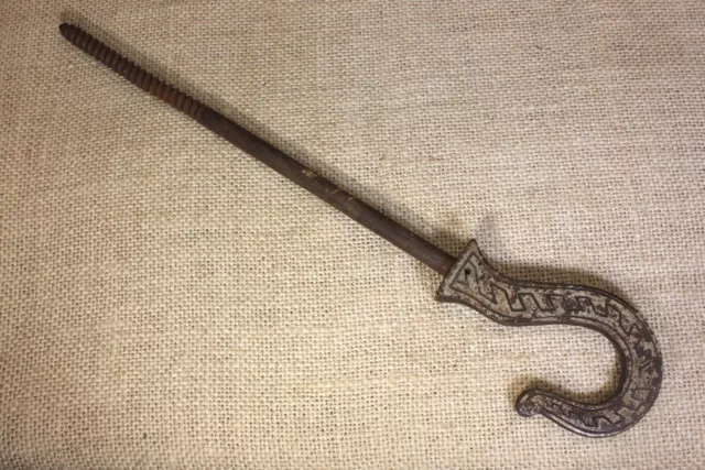 Old Ceiling Plant Hook Chandelier Bird Cage Hanger 11 1/4" Nickel Iron Vintage
