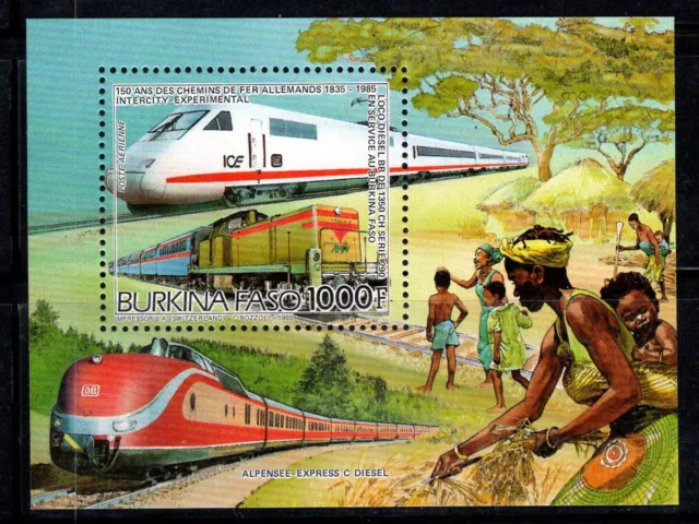Burkina Faso 1986 Mi. Bl.120 A Bloc Feuillet 100% Neuf ** 1000 Fr,Trains