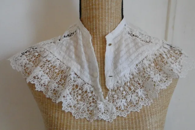 Neckband Collarette Antique With Large Lace Work Handmade Early 20th No 40b
