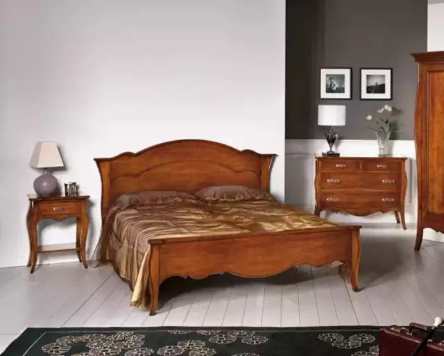 Set Chambre à Coucher Bois Table de Chevet Classiques Lit Luxe Meuble Neuf