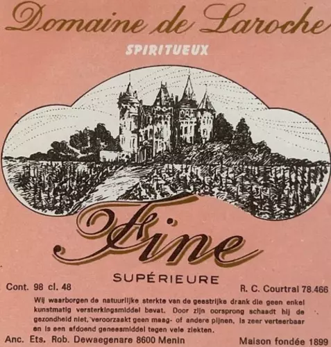 Antique Vintage 1930s Domaine De Laroche Spiritueux Label, Castle