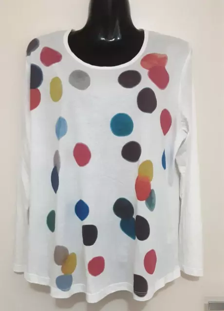 Size Xl  Women's White Multicolored Polka Dot 'Atisse' Top R.r.p $119.00 Bnwt