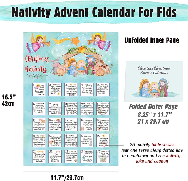 ADVENT CALENDAR FOR Kids Religious 2022, Nativity Advent Calendar with
