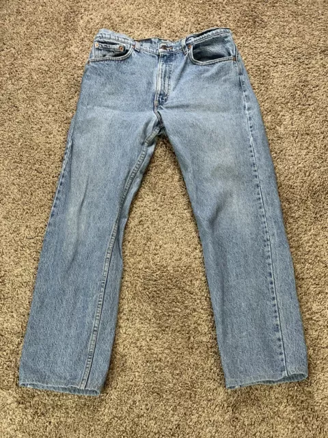 Levis Jeans 505 Series 34 Blue Regular Straight Fit Medium Wash Denim Vintage 91