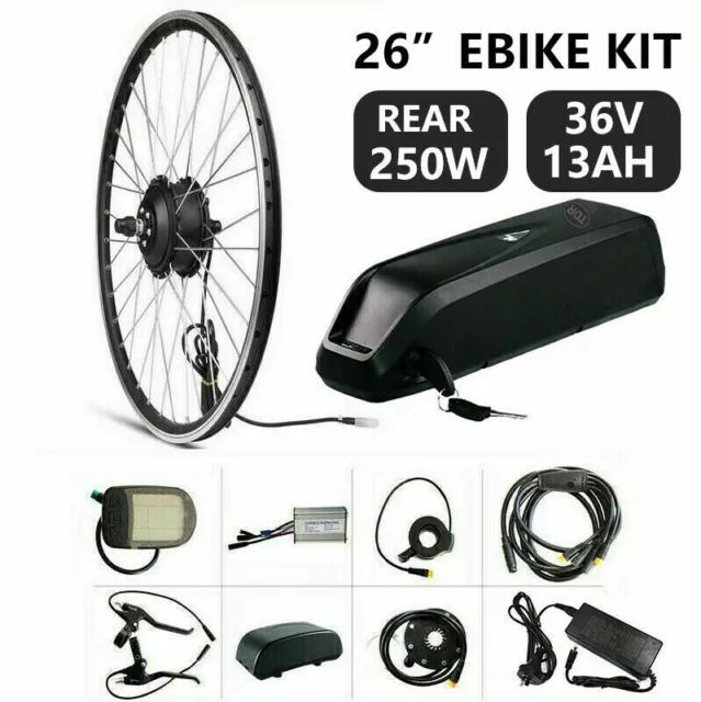 Electric Bike Conversion EBike Kit 36V 250W 26" REAR Wheel Motor 13AH Battery
