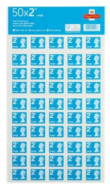 50x4 (200) Royal Mail 2nd Class Self Adhesive Stamp Sheet