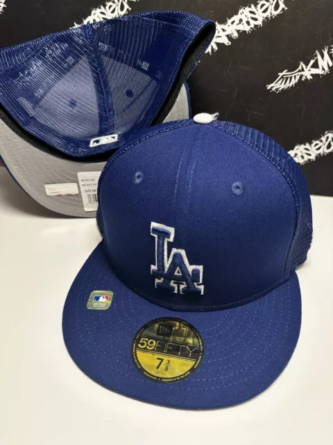 NWT New Era Los Angeles LA Dodgers ON FIELD Royal Blue Trucker Fitted Hat MENS